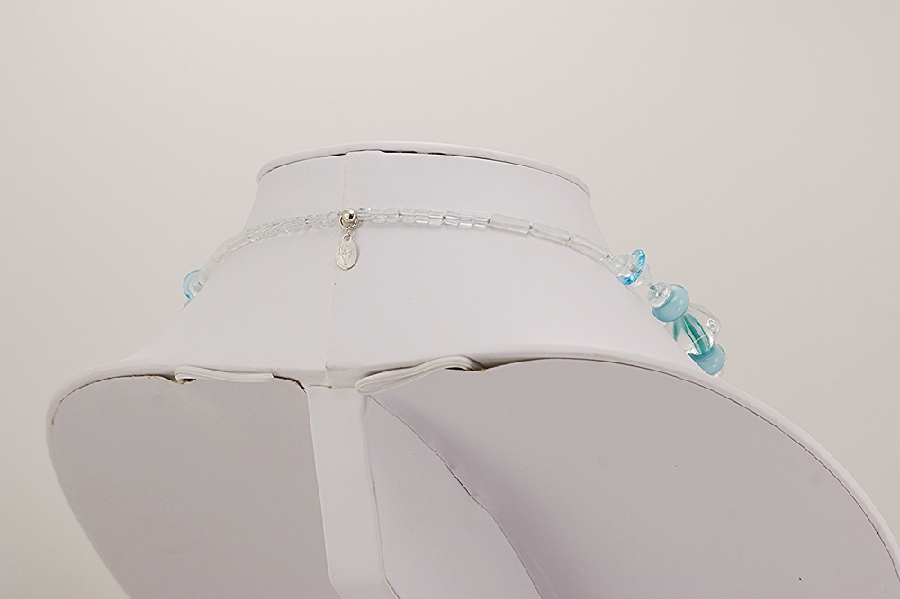 ocean blue glass beaded necklace