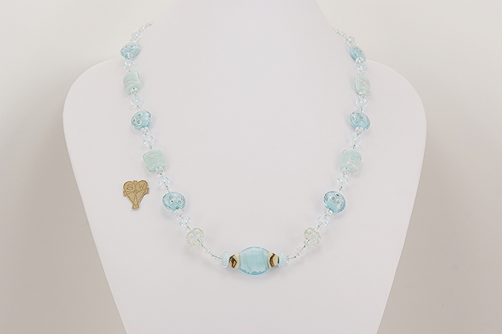 turquoise colored glass bead necklace