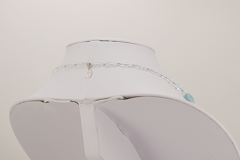 light turquoise blue colored glass bead necklace