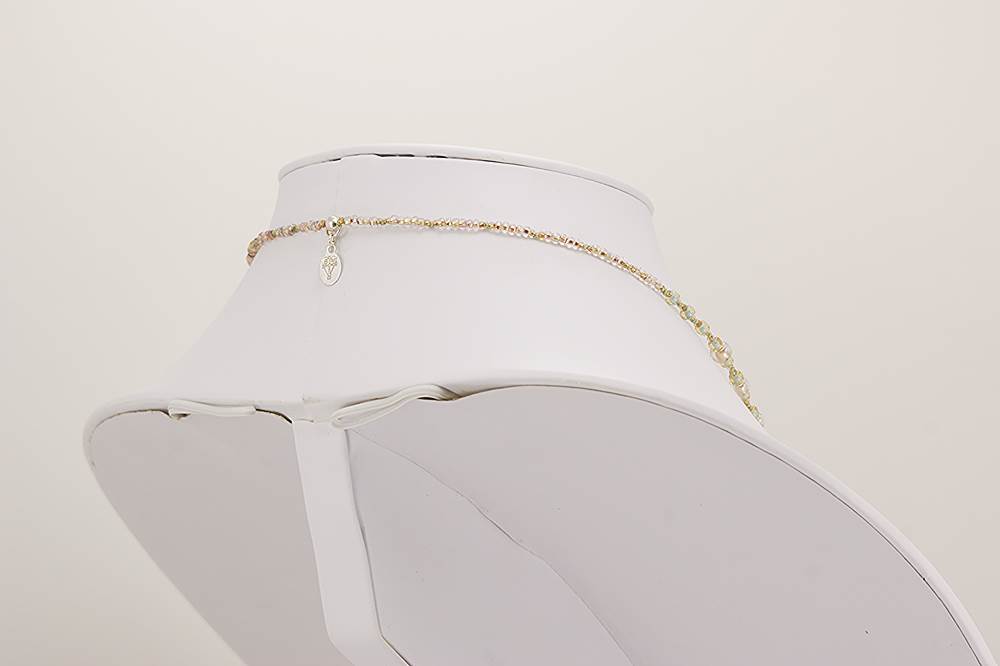 brown beige silver statement piece necklace