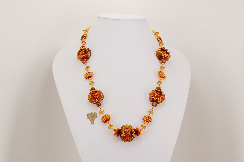 orange glass bead necklace
