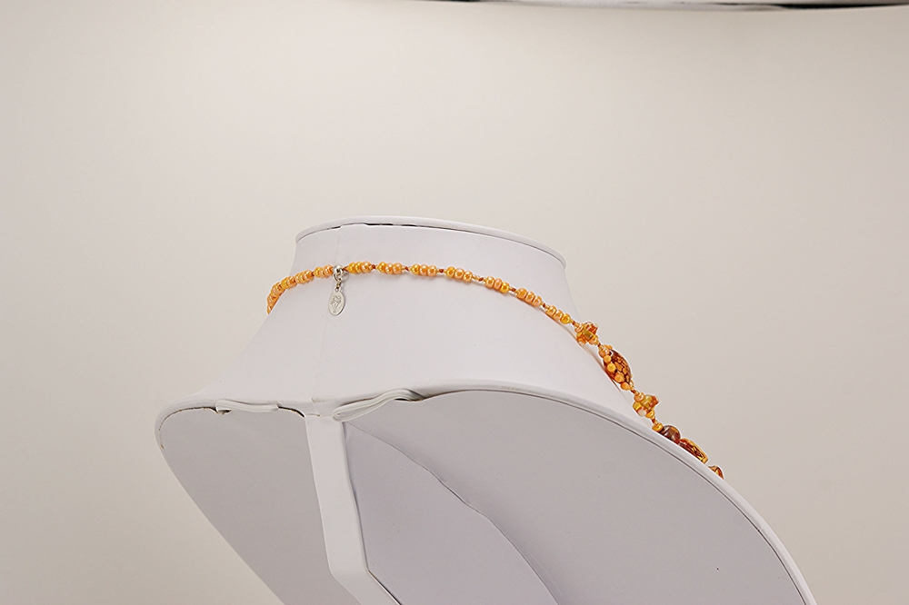 orange brown glass bead sea anemone necklace