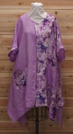 One of a kind, stylish, purple Japanese linen cloak with 2 large front pockets.