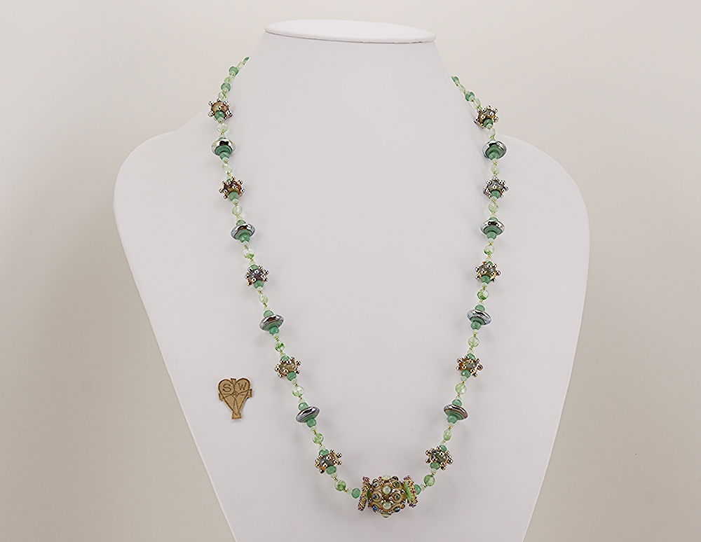 sea foam green glass bead necklace