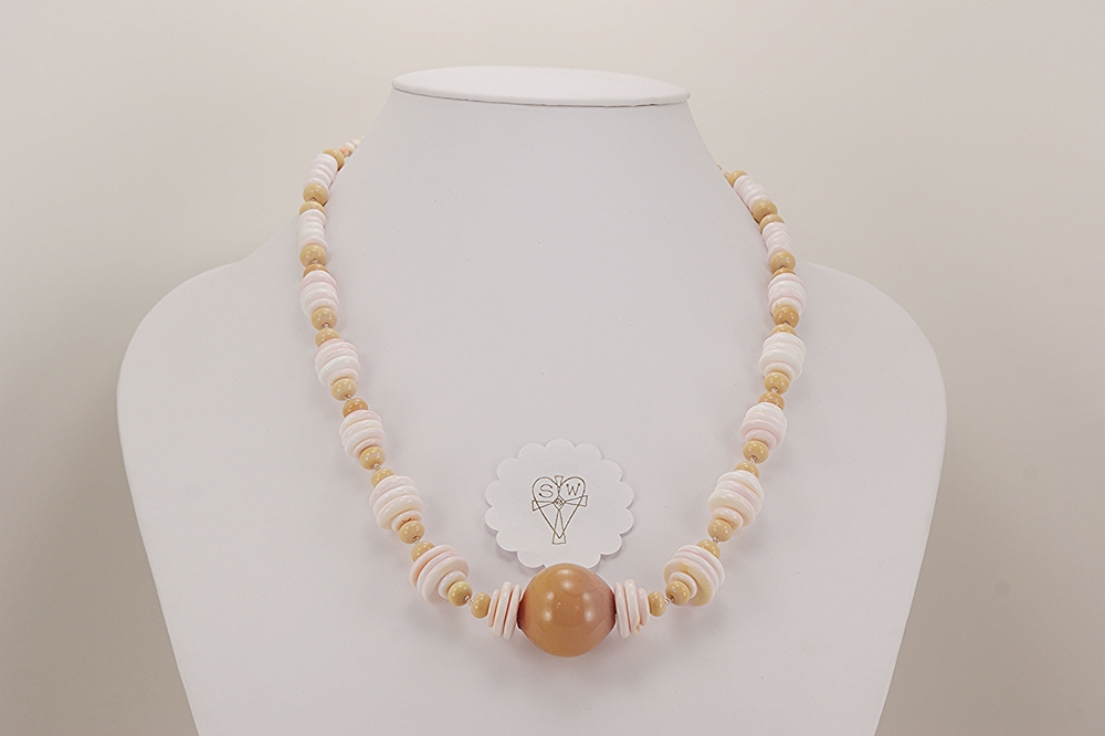 soft peachy beaded necklace
