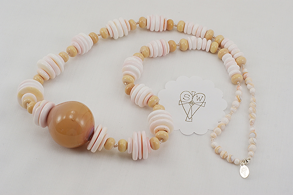 soft pink beaded necklace