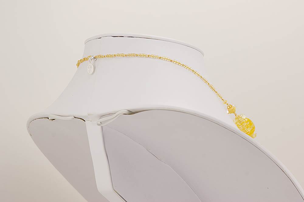 unique yellow glass bead necklace