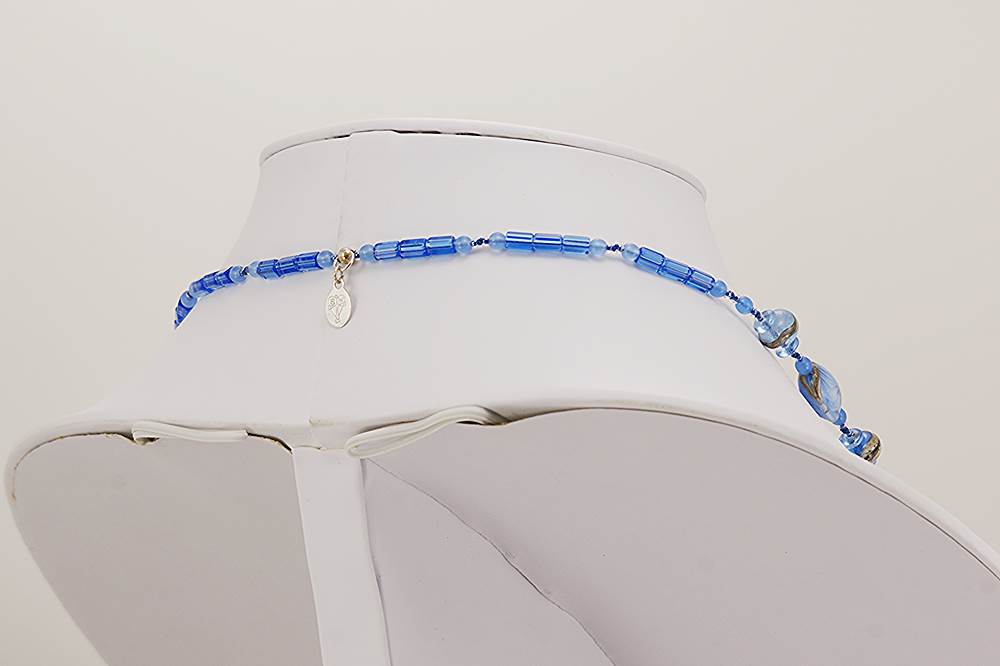 Cobalt blue glass bead necklace.