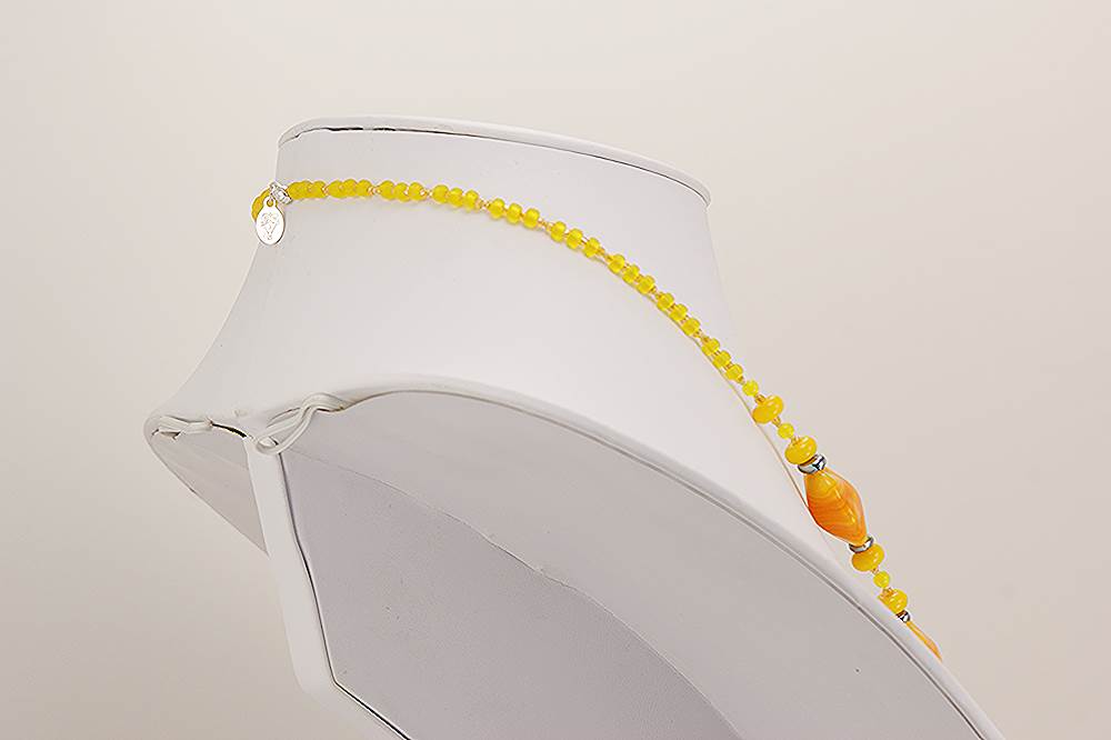 Bright yellow and orange glass bead necklace