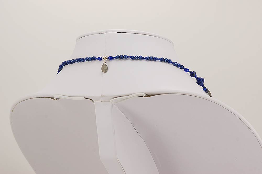 cobalt blue and silver glass beaded necklace