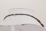 Deep dark red, grey and black glass bead necklace.