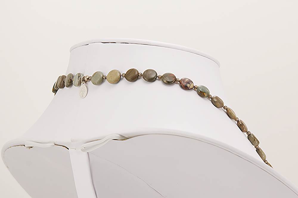 Grey picture jasper handmade necklace.