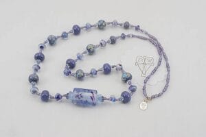 Lavender and light blue glass bead necklace