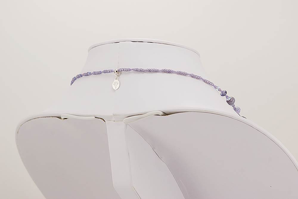 Handmade lavender and light blue glass bead necklace