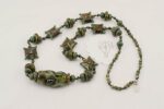 Moss agate and olive green glass beaded necklace.