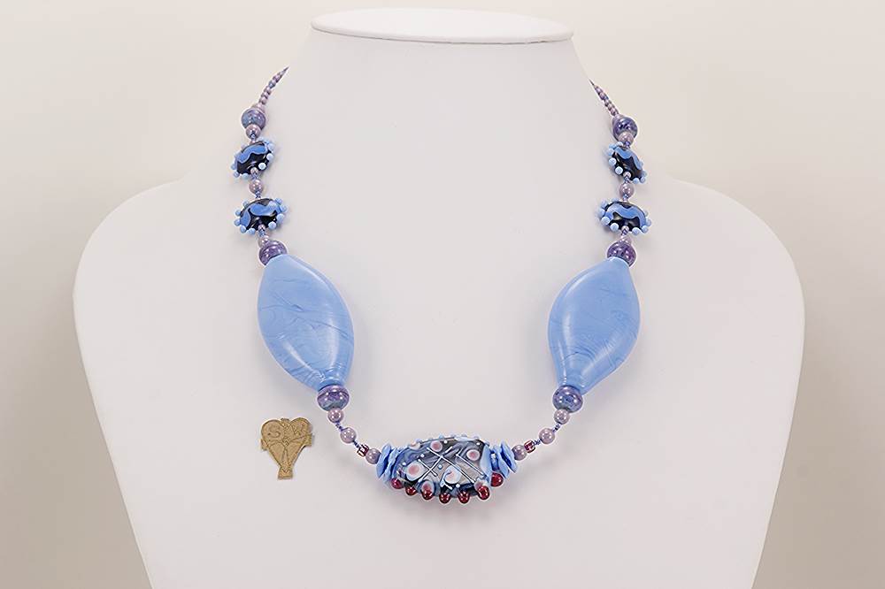 periwinkle glass bead necklace