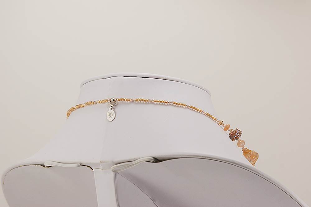 rose quartz and blush opalescent glass beaded necklace