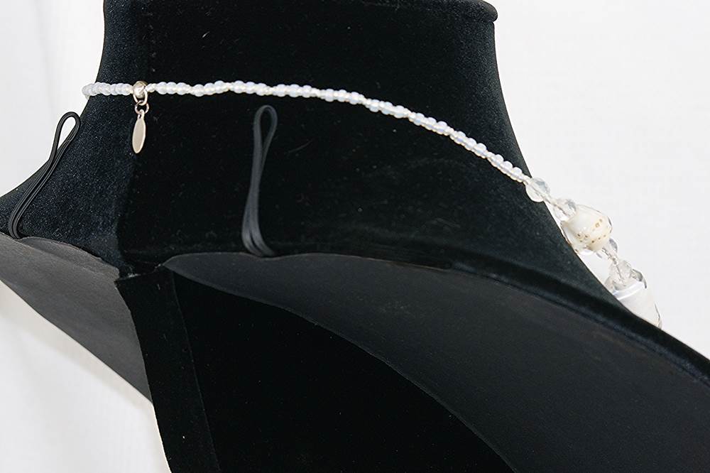 White glass bead necklace with sterling silver accents