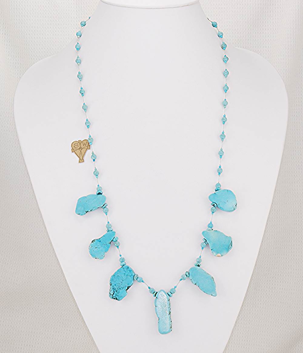 Handmade turquoise slab necklace