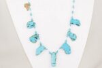 Handcrafted turquoise slab necklace.
