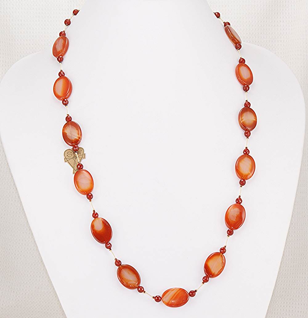 Deep rust carnelian semi precious stone necklace