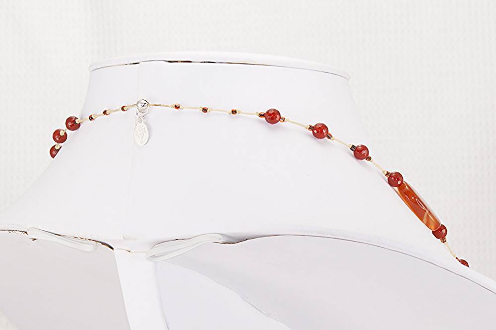 Semi precious carnelian agate handmade necklace.