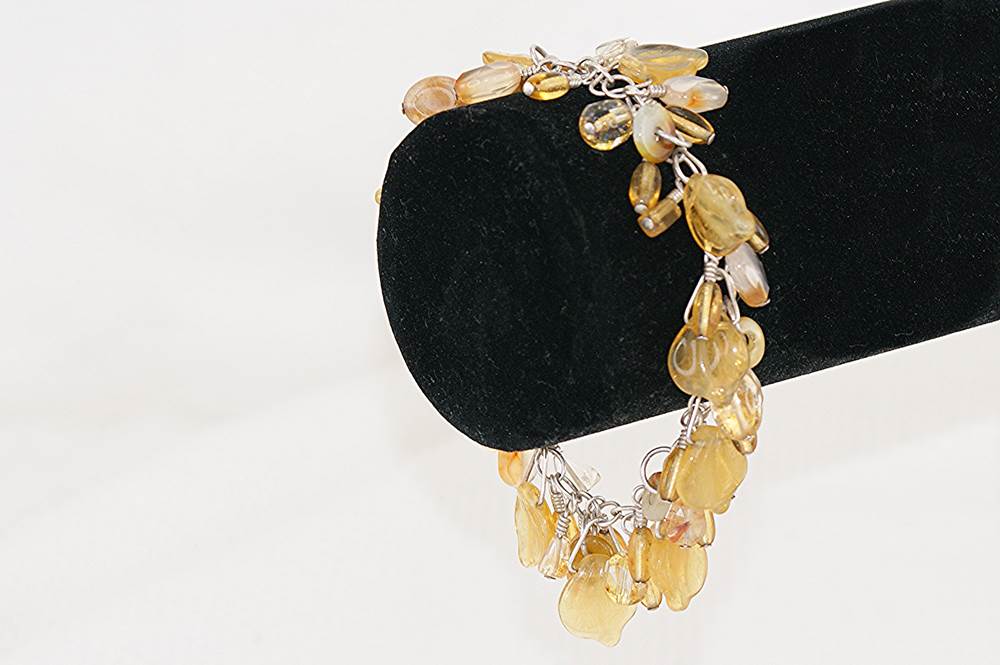 Jasper, topaz, red line agate and sterling silver bracelet