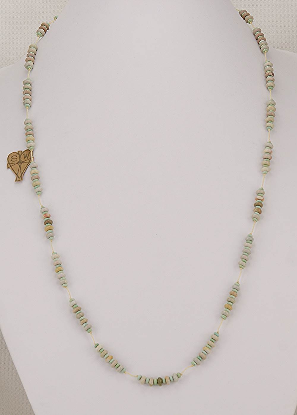 32 inch long, American pixie turquoise and Arizona jasper necklace.