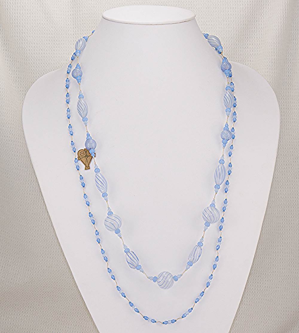 Blue Venetian glass and calcite necklace.