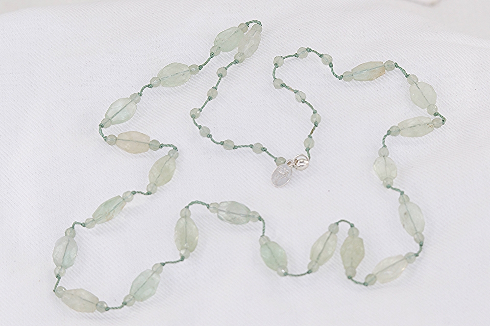 Green, faceted, moss agate, semi precious stone, beaded necklace.
