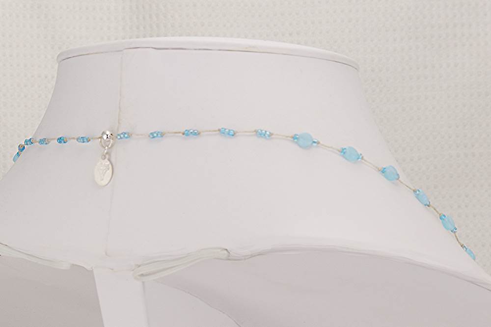Light blue glass beaded necklace.