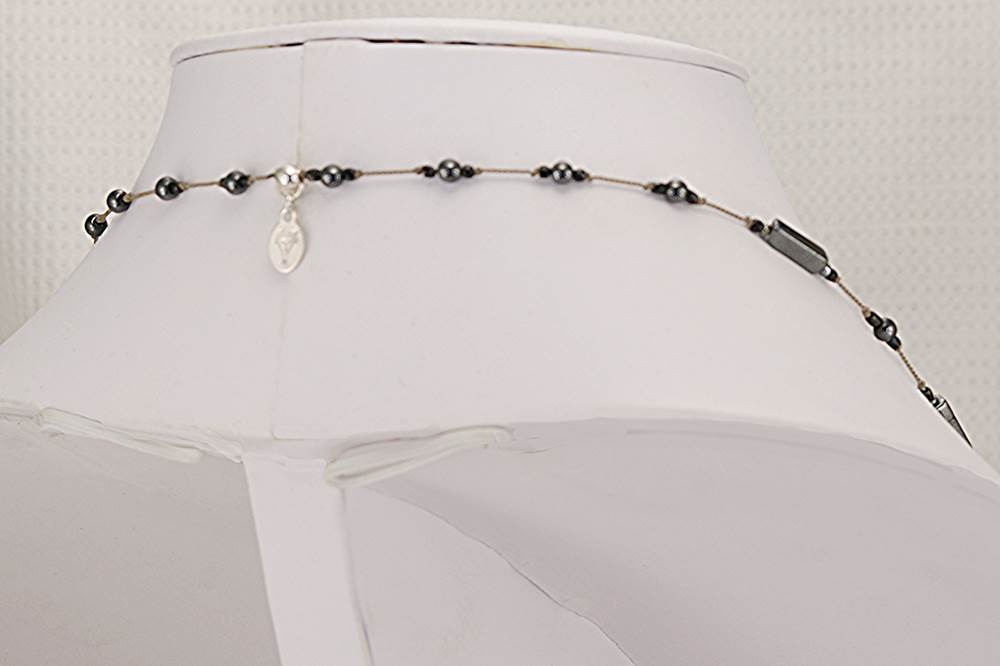 Handmade polished hematite necklace.