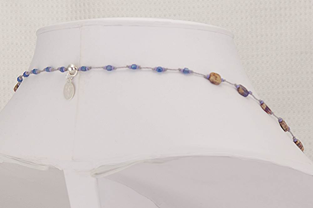 Purple, Venetian glass and picture jasper necklace.