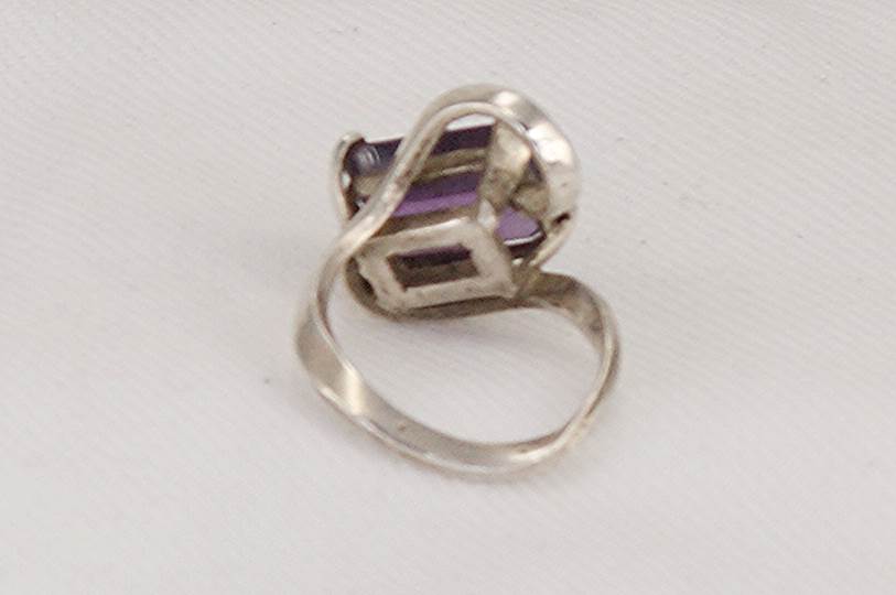 Unique ring made of amethyst and sterling silver.