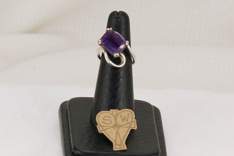Amethyst and sterling silver ring.