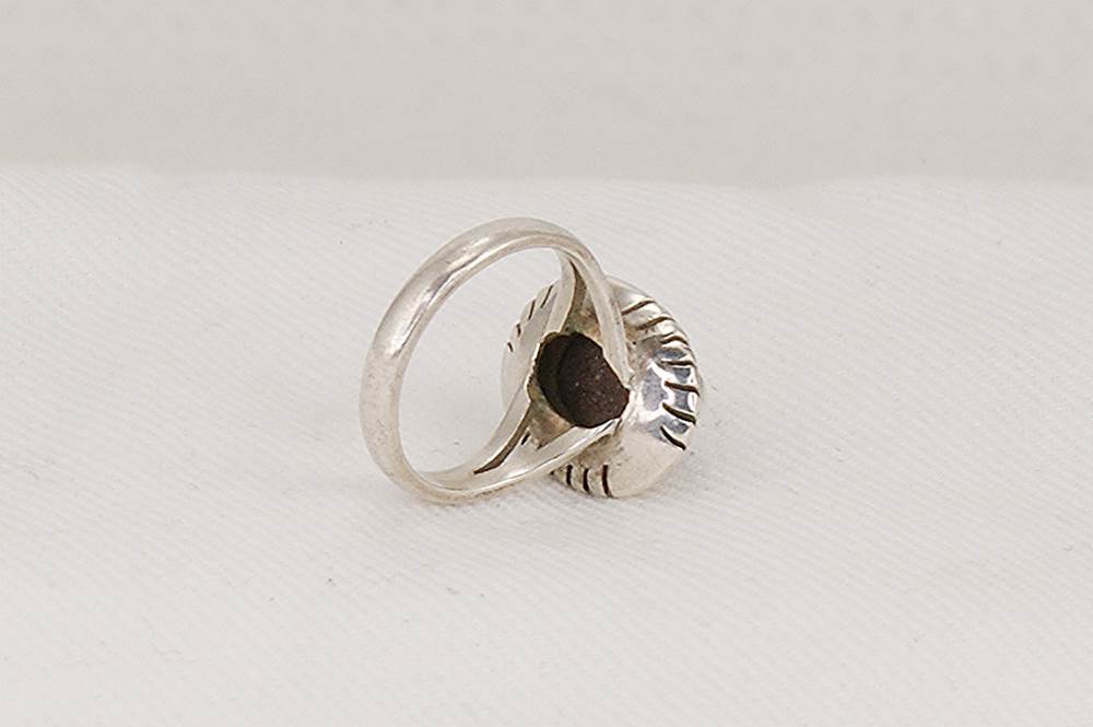 Handcrafted, boulder opal and sterling silver ring.