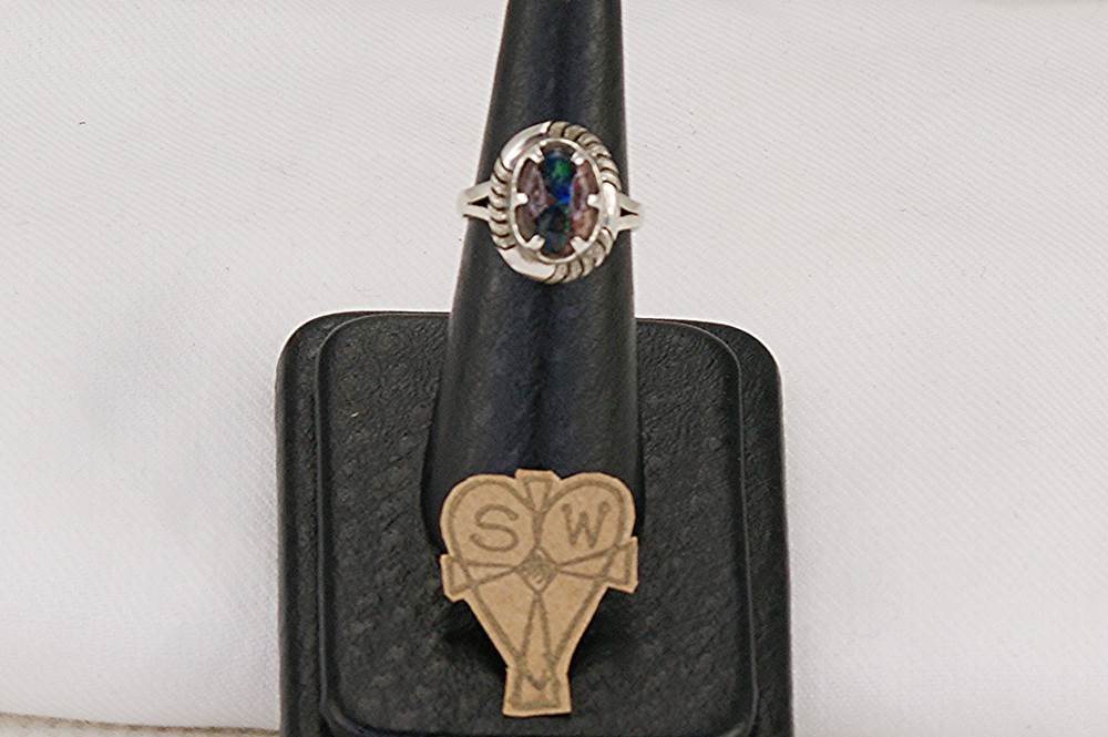 Handmade ring with Australian boulder opal and sterling silver.