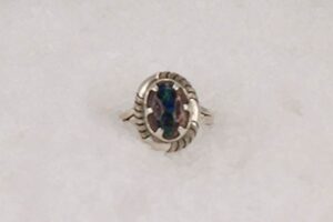 Boulder opal and sterling silver ring.