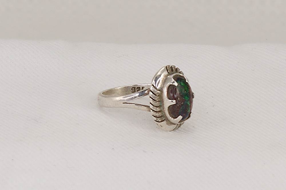 Sterling silver and Australian boulder opal ring.