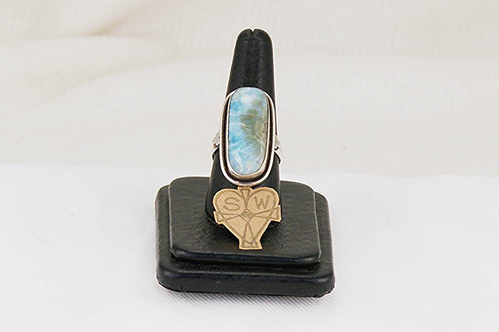 Larimar and sterling silver hand crafted ring.