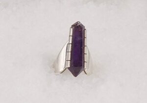 Raw amethyst and sterling silver ring.