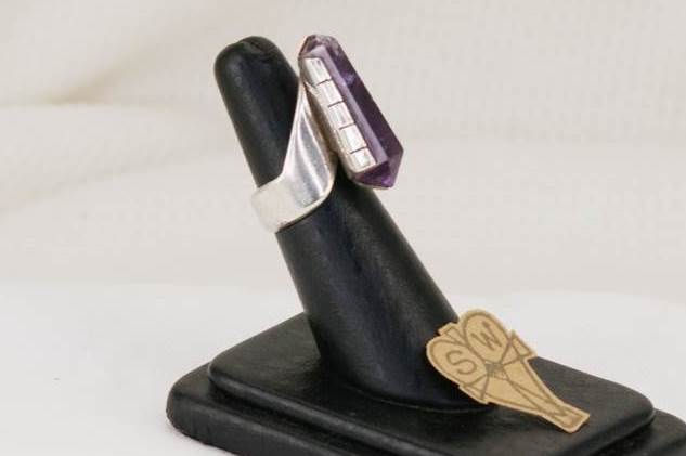 Raw nail head amethyst and sterling silver ring.