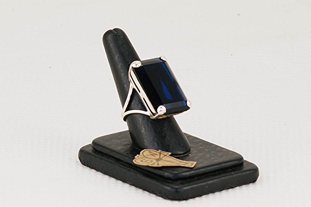 Sterling silver statement ring with Cobalt blue Maxixe beryl crystal stone