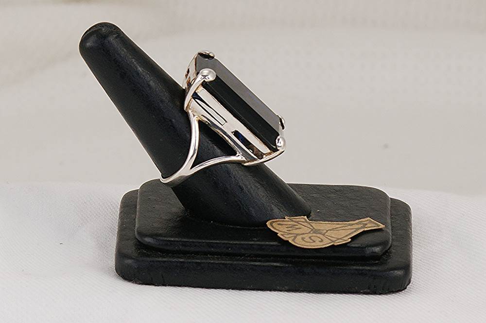 Statement ring with sterling silver and deep cobalt blue Maxixe crystal stone.