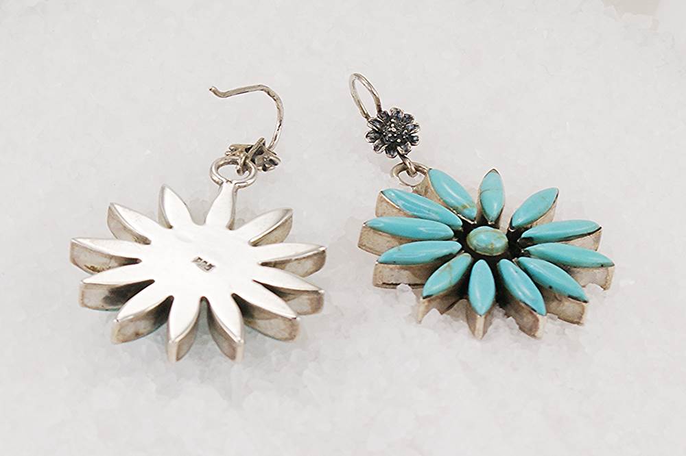 Sterling silver and turquoise flower earrings