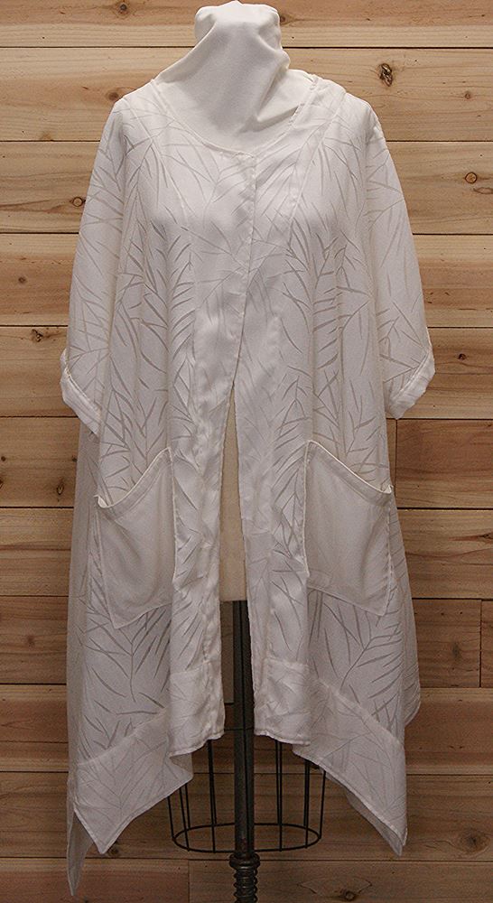 One of a kind, soft white kimono overcoat made of 100% Japanese linen.