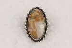 Brown crazy lace agate sterling silver ring.