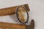 Semi precious, brown crazy lace agate ring with sterling silver.