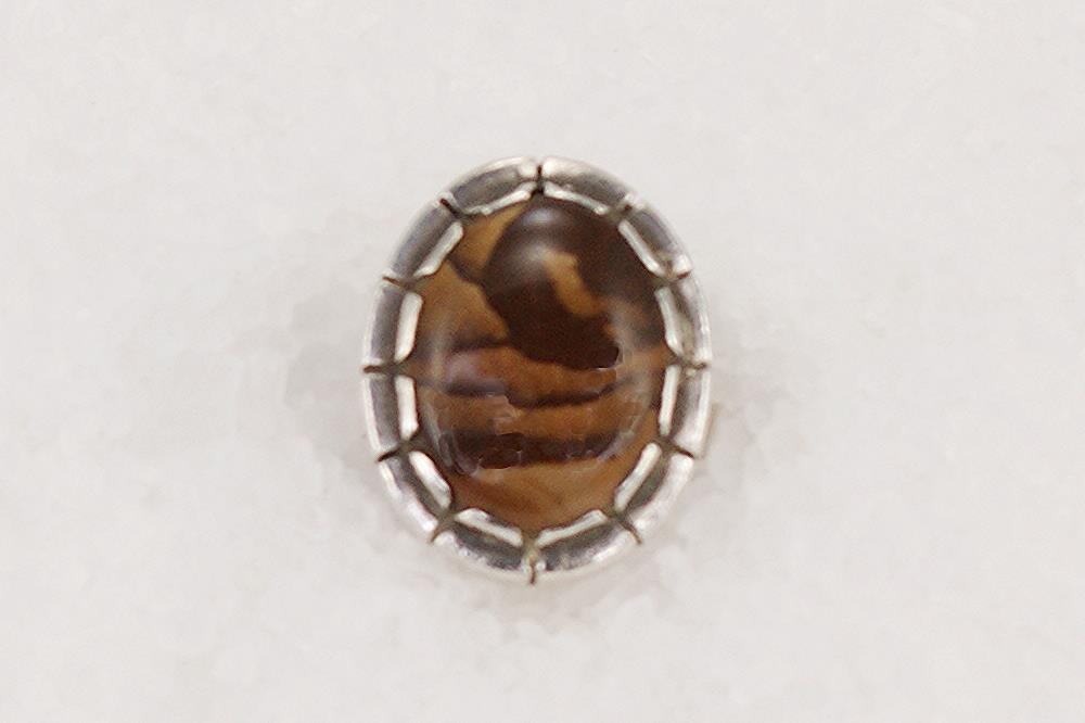 Brown jasper and sterling silver ring.