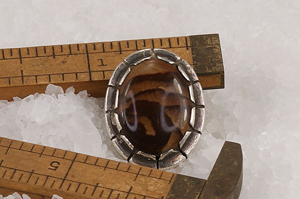 One of a kind , handmade, brown jasper and sterling silver ring.